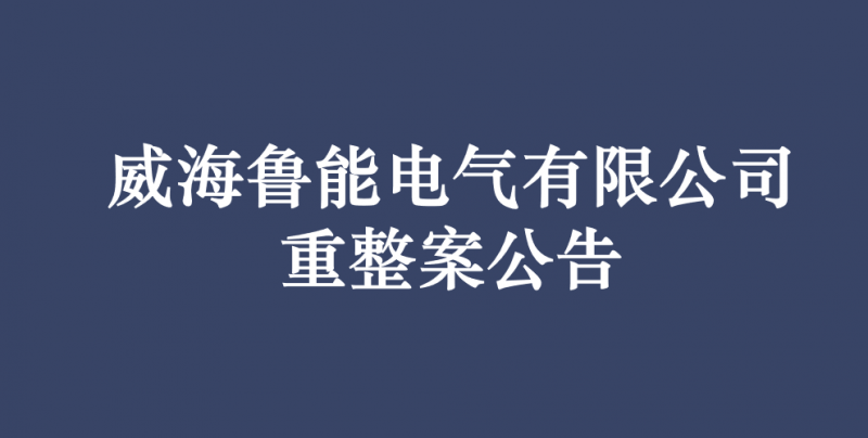 威海鲁能电气有限公司重整案公告